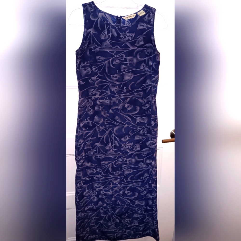 Eddie Bauer 100% Washable Silk Floral Maxi Dress w/ Zipper